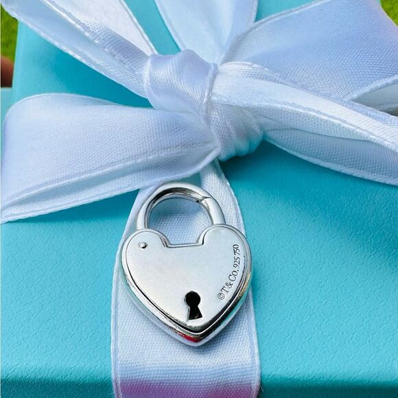 Rare and Retired Tiffany & Co. Heart Love Lock in Rose Gold Silver - Picture 2 of 2